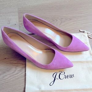 J Crew Dulci Suede Kitten Heels - Neon Orchid
